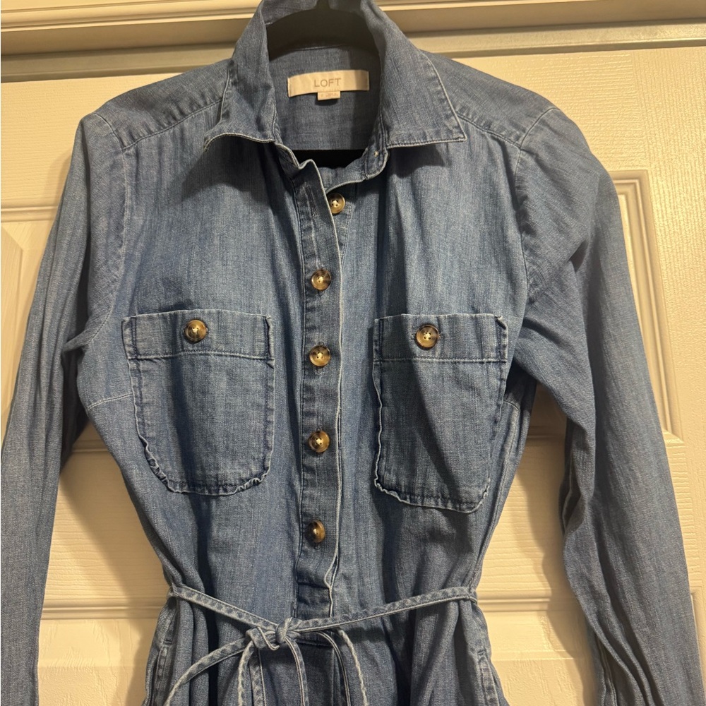 LOFT Blue Denim dress - Picture 3 of 4